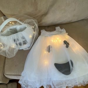 Pottery barn light up toddler ghost costume and treat bag 3T